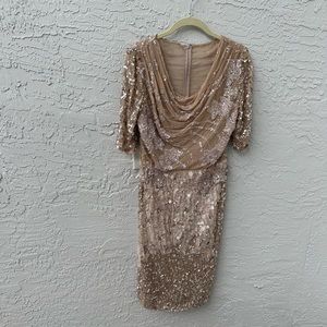 J Mendel champagne embellished dress - size 6 - made in Paris
